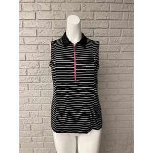 Sport Haley Black / White Stripe Sleeveless Top Size M